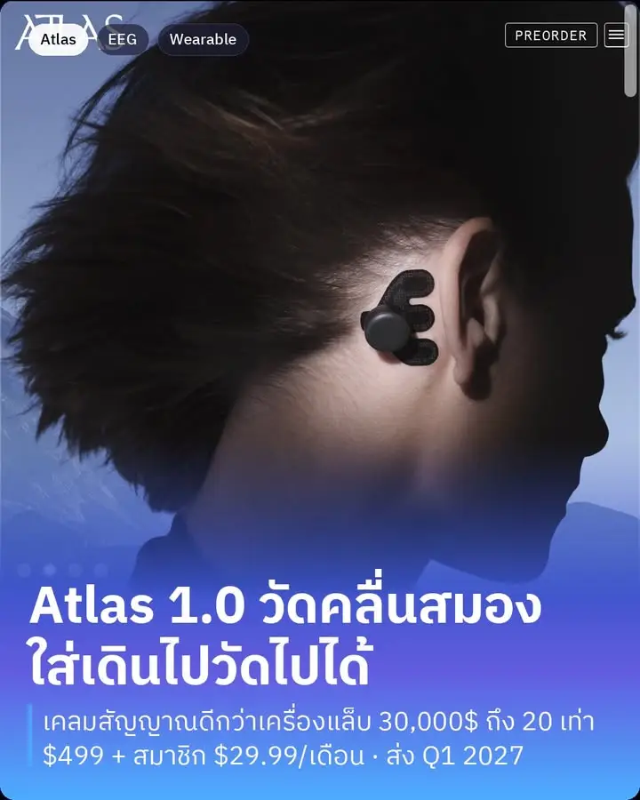Atlas 1.0 คือหูฟังวัดคลื่นสมองที่ใส่เดินไปวัดไปได้…