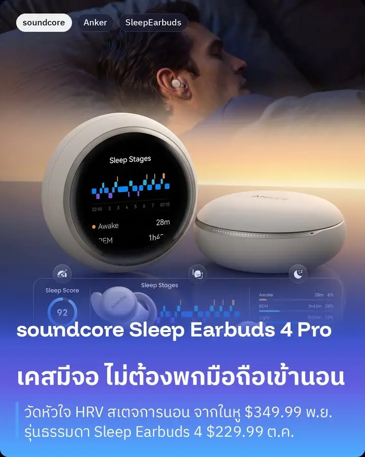 soundcore Sleep Earbuds 4 กับ 4 Pro คือหูฟังที่ Anker…