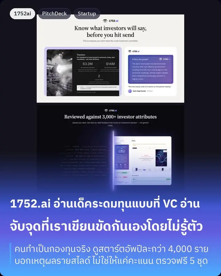 1752.ai คือเครื่องมือที่เอาสไลด์ระดมทุนของเราไปให้ AI…