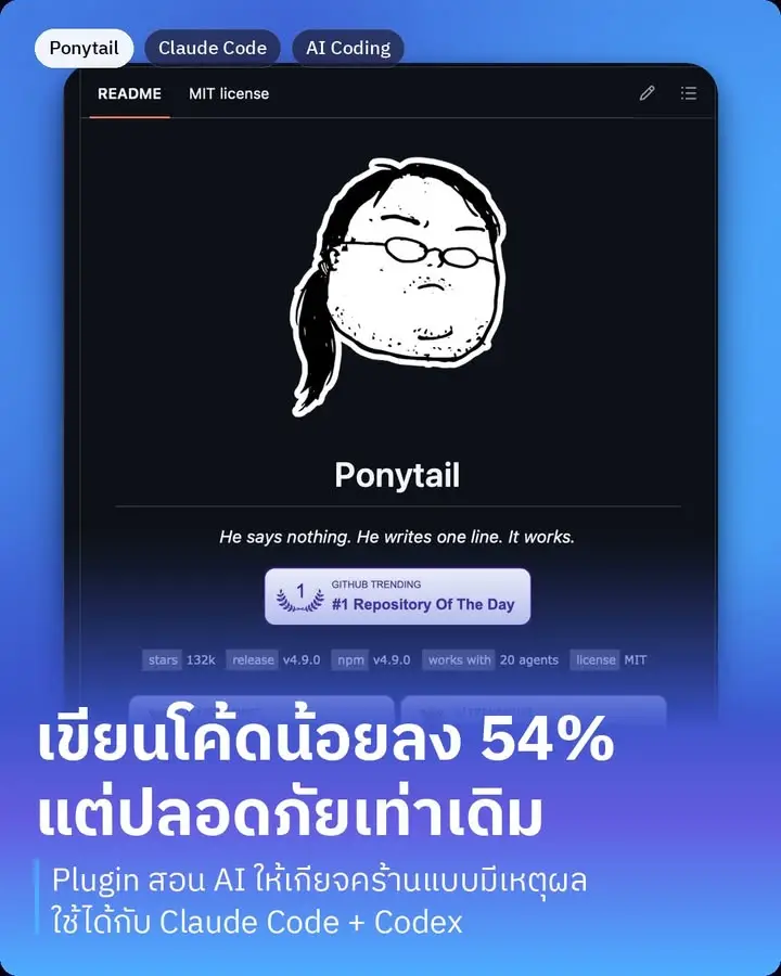 Ponytail — plugin แปลก ๆ อันนี้ทำให้ Claude Code เขียนโค้ดน้อยลง…