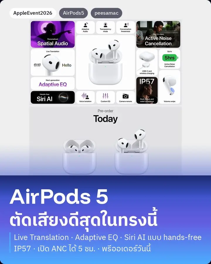 AirPods 5 มาแล้ว และจุดที่ Apple…