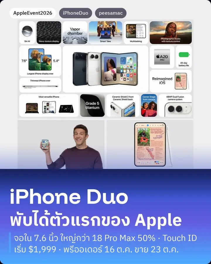 Apple ทำเครื่องพับได้แล้วจริงๆ และมันไม่ได้ชื่อ iPhone Fold หรือ…