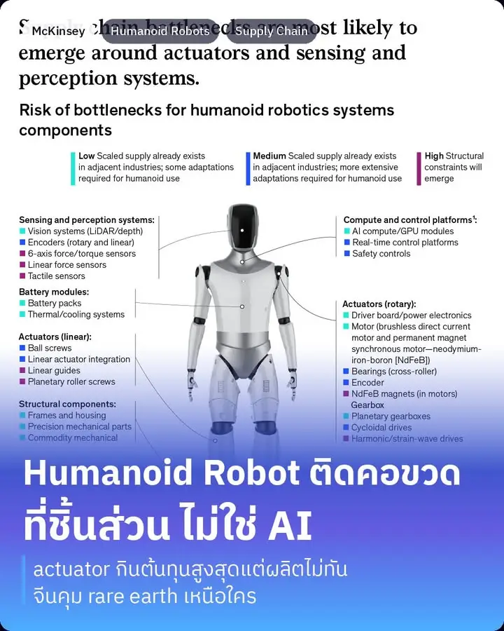 McKinsey ออกรายงานที่ชี้ว่าตัวถ่วงตัวจริงของหุ่นยนต์ humanoid…