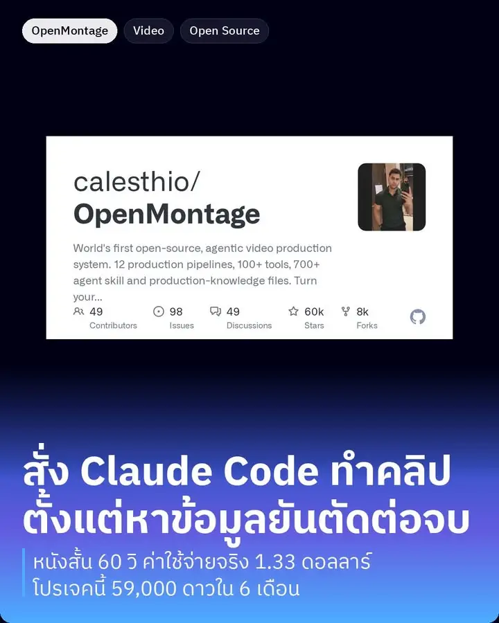 OpenMontage คือระบบทำวิดีโอที่เปลี่ยน AI coding assistant…