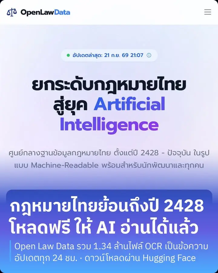 Open Law Data Thailand คือฐานข้อมูลกฎหมายไทยที่เปิดให้โหลดฟรี…