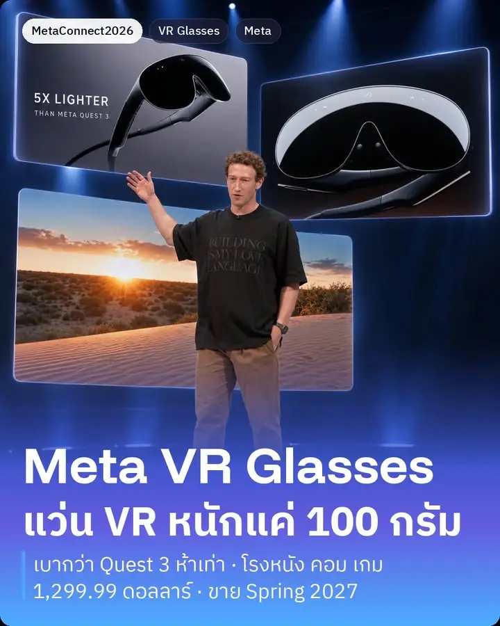 Meta VR Glasses แว่น VR ที่หนักราว 100 กรัม…