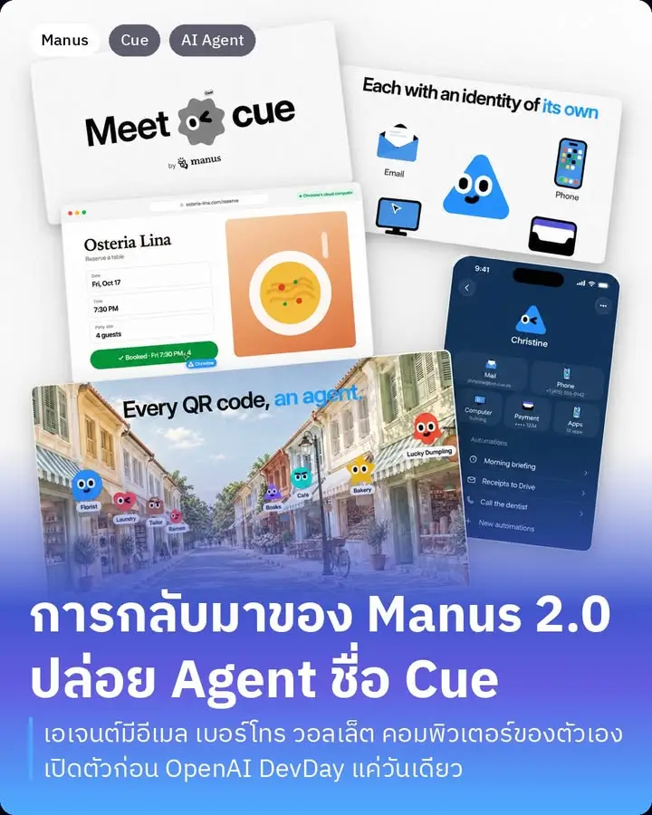 Cue คือแอปใหม่จาก Manus ที่ให้เราสร้างเอเจนต์ส่วนตัวได้หลายตัว…