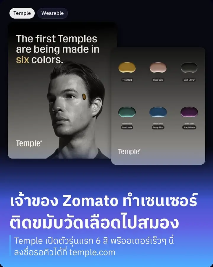 Temple เซนเซอร์เม็ดเล็กเท่าถั่วที่แปะตรงขมับ จากทีมของ Deepinder…
